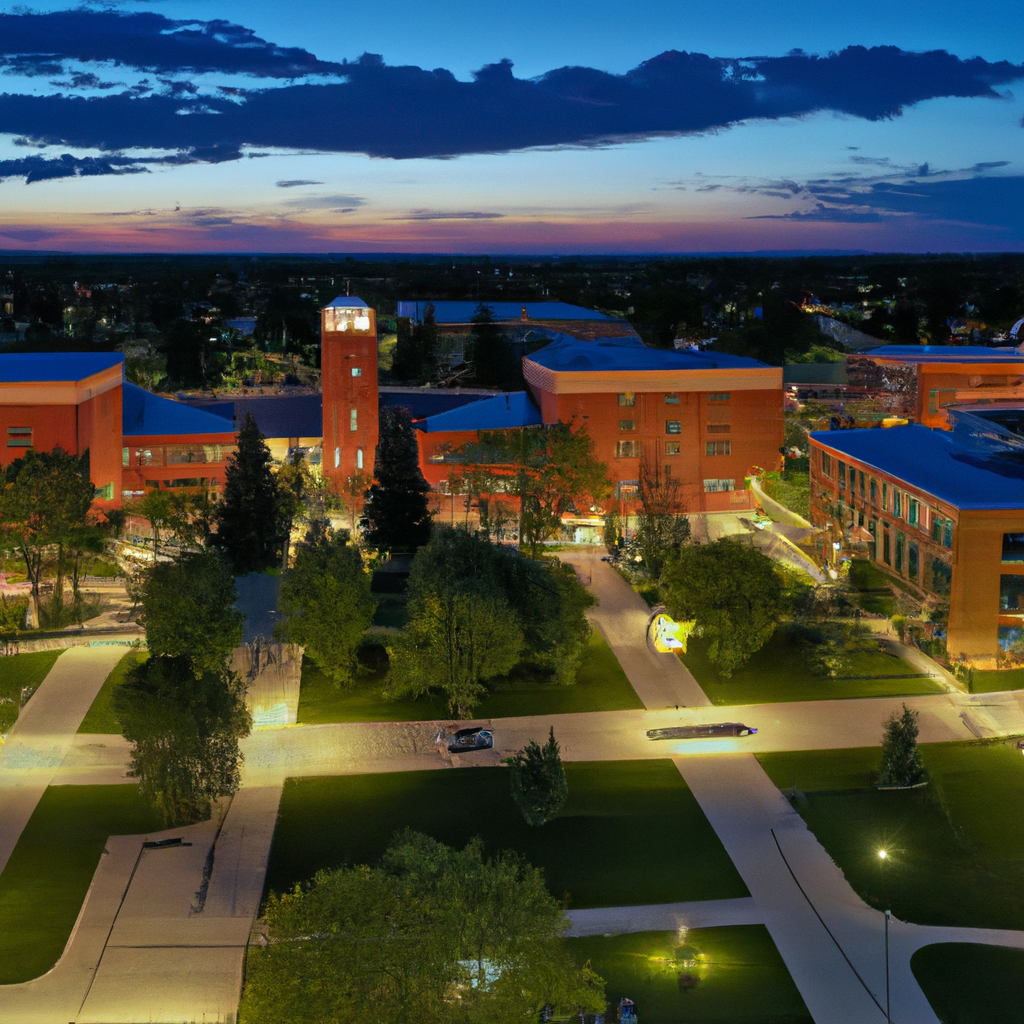 AI-generated campus and newsroom lab with collaborative editing desks and camera rigs